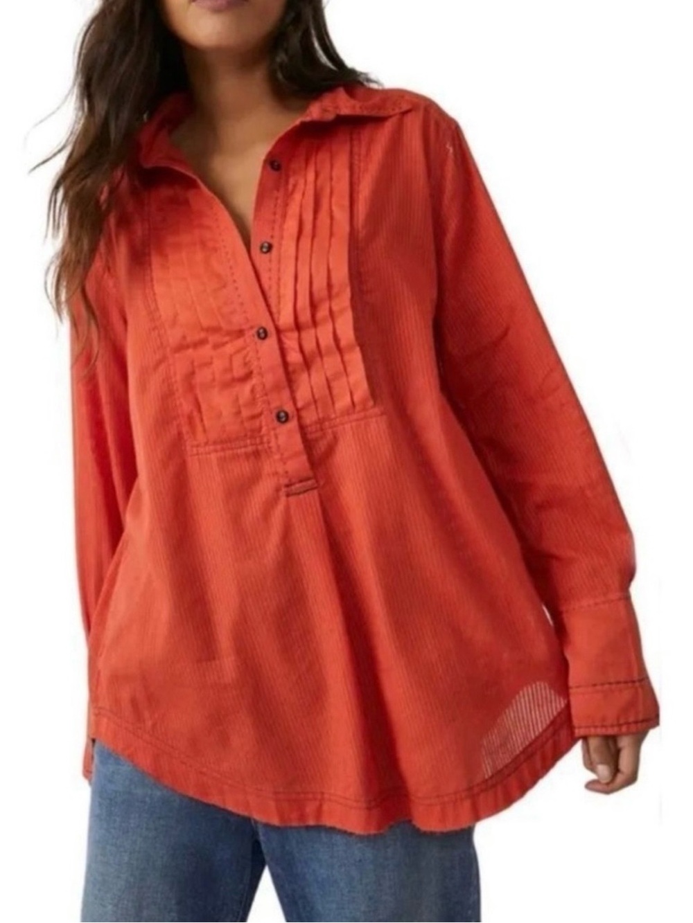 We the Free Women's Pleated Button-Front Tunic Top